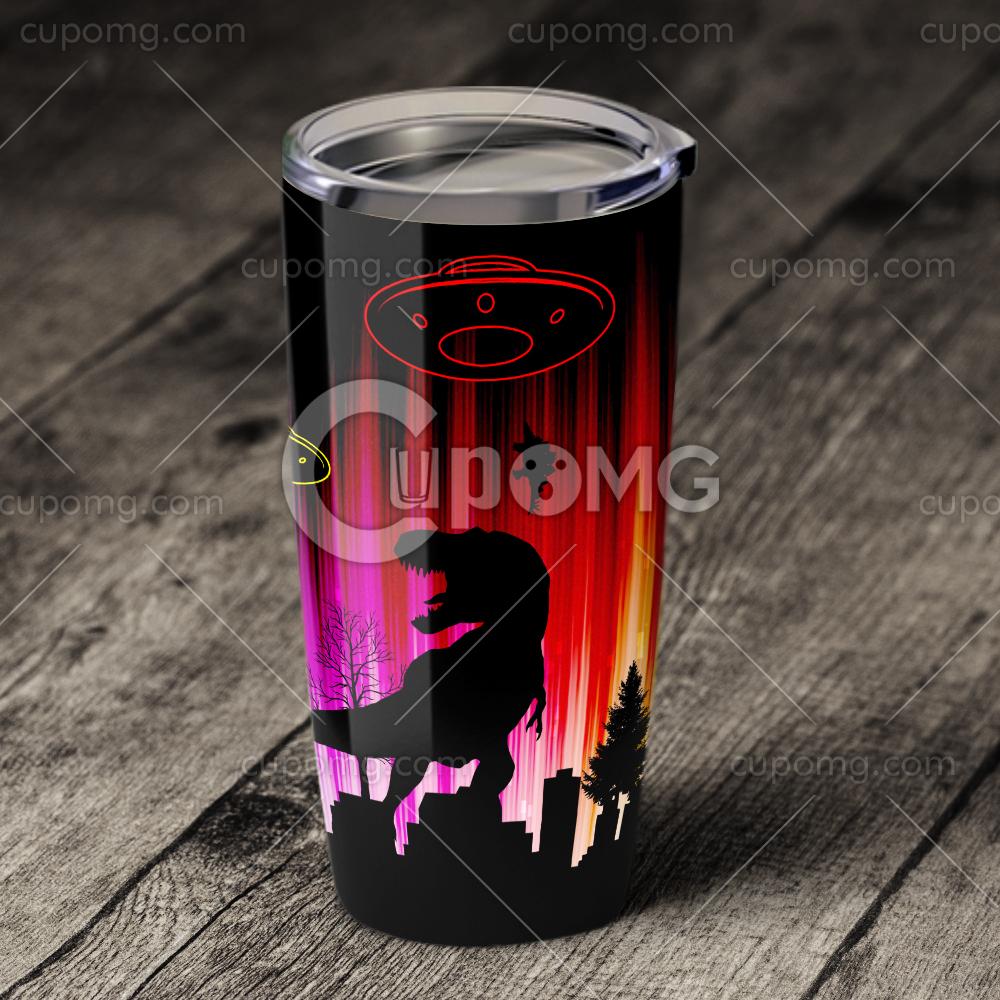 UFO dinosaurs all over printed tumbler 4