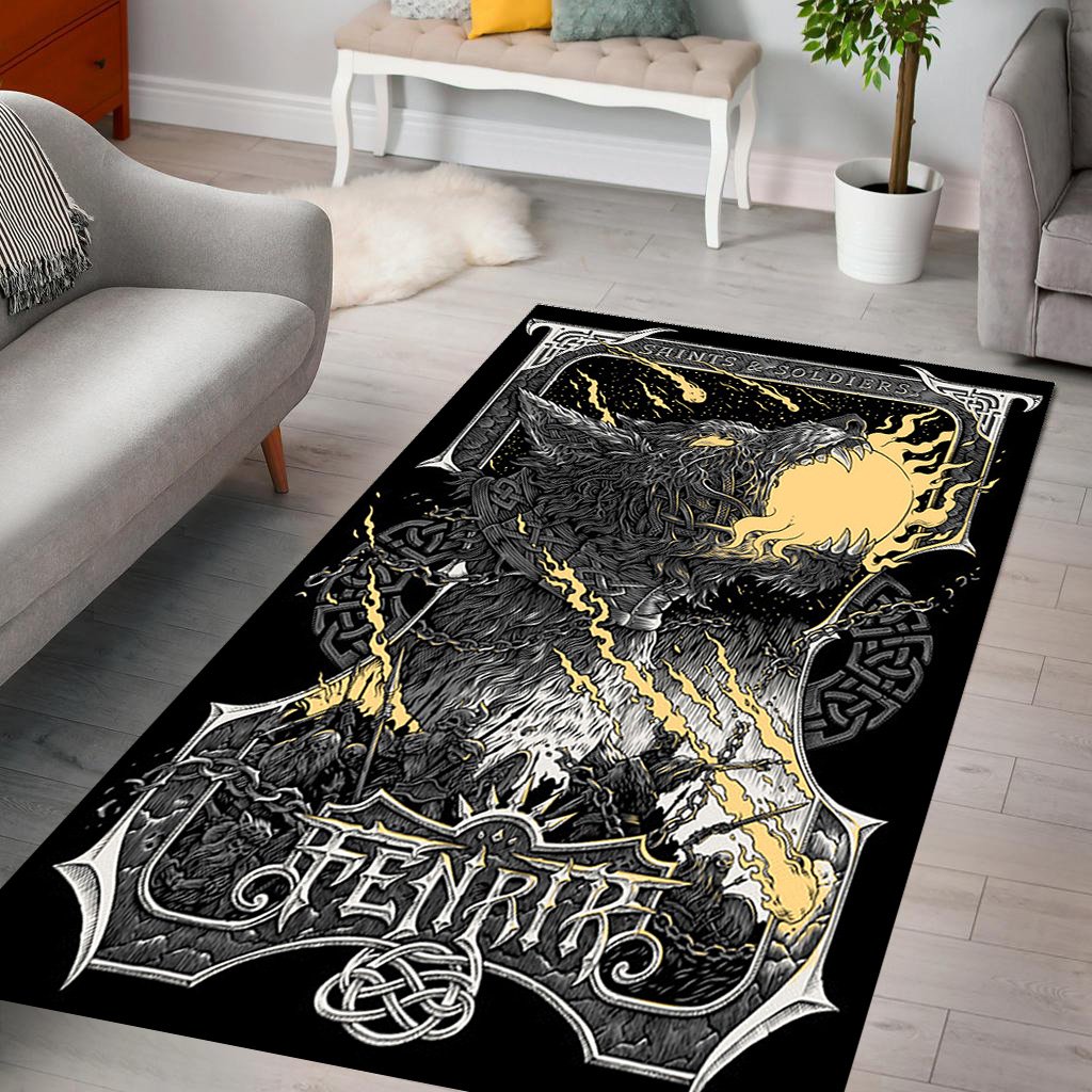 Viking fenrir all over printed rug 1