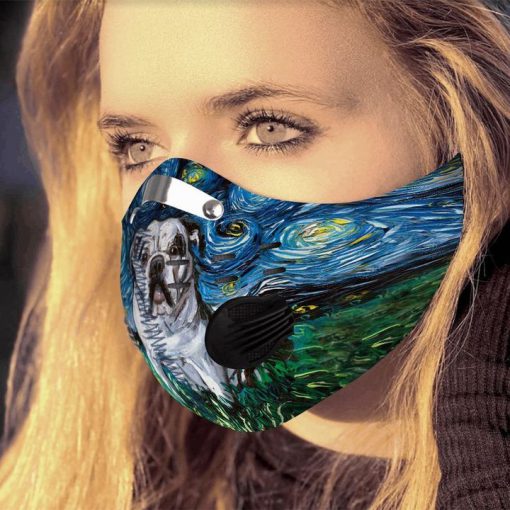 Vincent van gogh starry night bulldog filter activated carbon face mask 2