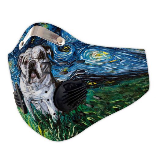 Vincent van gogh starry night bulldog filter activated carbon face mask 3