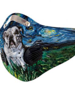 Vincent van gogh starry night bulldog filter activated carbon face mask 4