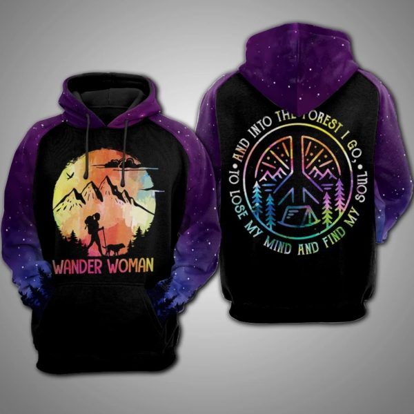 Wander woman lose my mind and find my soul camping full over printed hoodie 1