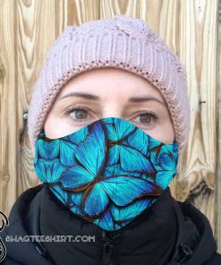 Blue butterfly anti-dust cotton face mask