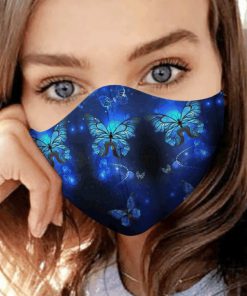 Blue butterfly in the night anti-dust cotton face mask 2