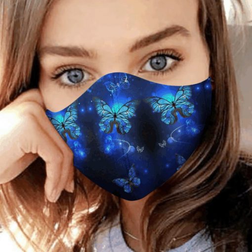 Blue butterfly in the night anti-dust cotton face mask 3