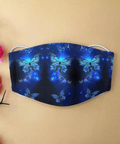 Blue butterfly in the night anti-dust cotton face mask 4