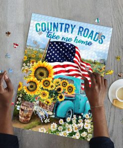 Country roads take me home american flag jigsaw puzzle 2