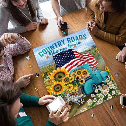 Country roads take me home american flag jigsaw puzzle 4