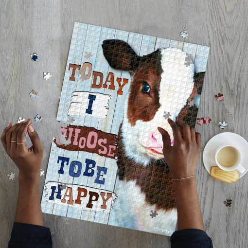 Cow heifer today i choose tobe happy jigsaw puzzle 2