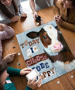 Cow heifer today i choose tobe happy jigsaw puzzle 3