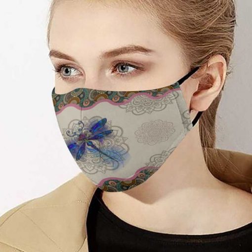 Dragonfly and mandala anti-dust cotton face mask 1
