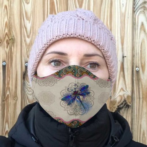 Dragonfly and mandala anti-dust cotton face mask 3