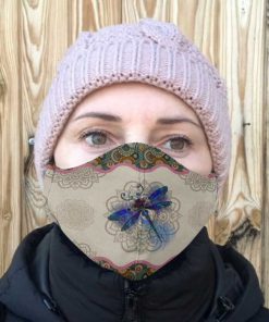 Dragonfly and mandala anti-dust cotton face mask 4