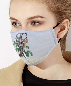 Floral hairstylist scissors anti-dust cotton face mask 4