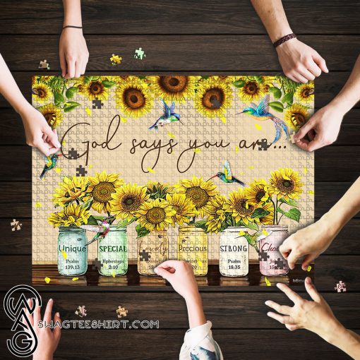 God says you are Sunflower Hummingbirds jigsaw puzzle