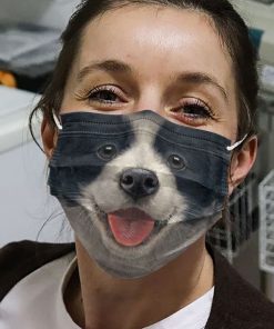 Happy border collie face anti-dust cotton face mask 1