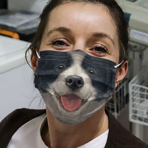 Happy border collie face anti-dust cotton face mask 2