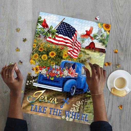 Jesus take the wheel american flag jigsaw puzzle 2