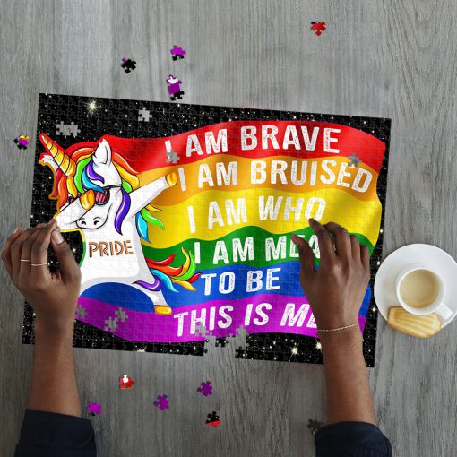 LGBT unicorn i am brave this is me jigsaw puzzle 2