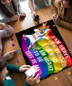 LGBT unicorn i am brave this is me jigsaw puzzle 4