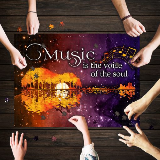 Music is the voice of the soul guitar lake shadow jigsaw puzzle 1