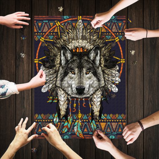 Wolf dreamcatcher native america jigsaw puzzle 1