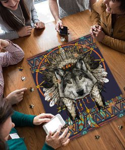 Wolf dreamcatcher native america jigsaw puzzle 3