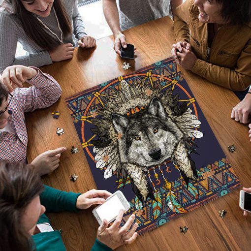 Wolf dreamcatcher native america jigsaw puzzle 3