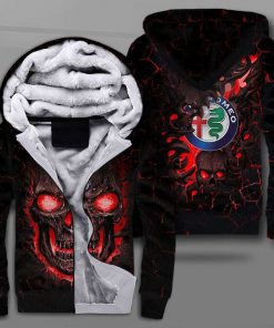 Alfa romeo lava skull full printing fleece hoodie