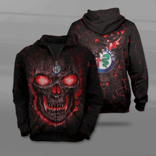 Alfa romeo lava skull full printing zip hoodie