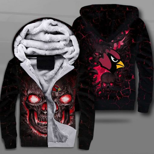 Arizona cardinals lava skull full printing fleece hoodie