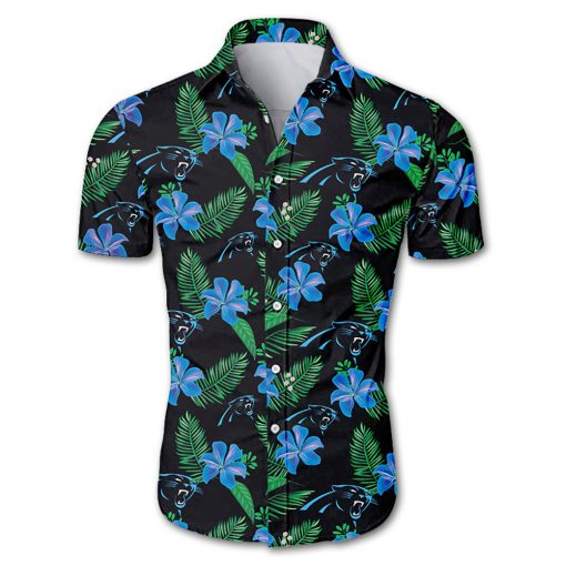 Carolina panthers tropical flower hawaiian shirt 1