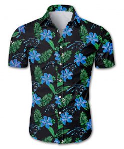 Carolina panthers tropical flower hawaiian shirt 2