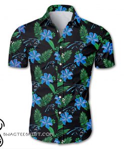 Carolina panthers tropical flower hawaiian shirt