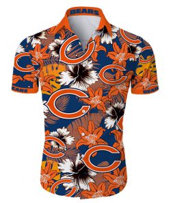 Chicago bears tropical flower hawaiian shirt 1
