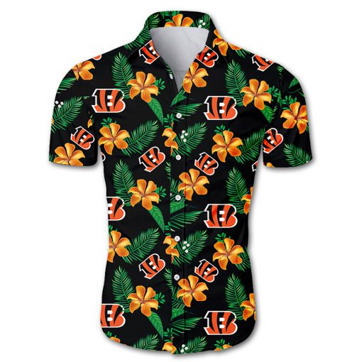 Cincinnati bengals tropical flower hawaiian shirt 1
