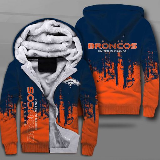Denver broncos united in orange full printing fleece hoodie