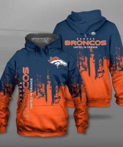 Denver broncos united in orange full printing hoodie