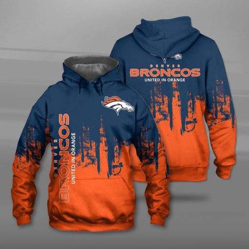 Denver broncos united in orange full printing hoodie