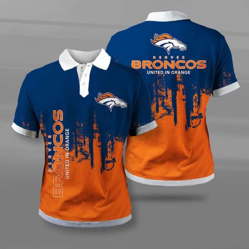 Denver broncos united in orange full printing polo
