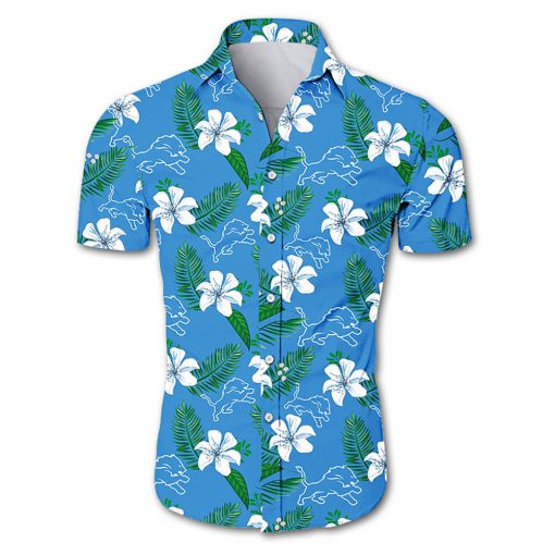 Detroit lions tropical flower hawaiian shirt 1