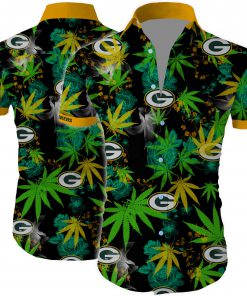 Green bay packers cannabis all over printed hawaiian shirt 1
