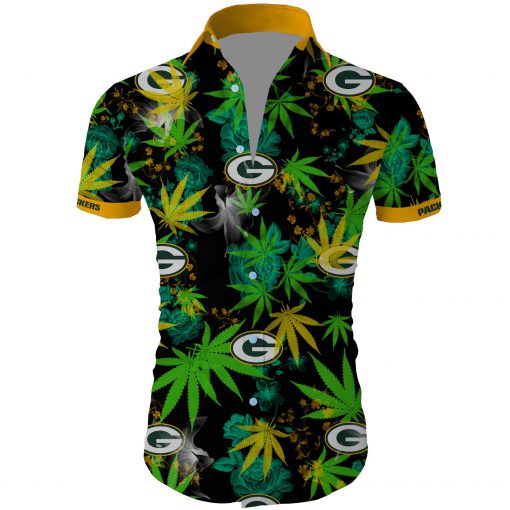 Green bay packers cannabis all over printed hawaiian shirt 3