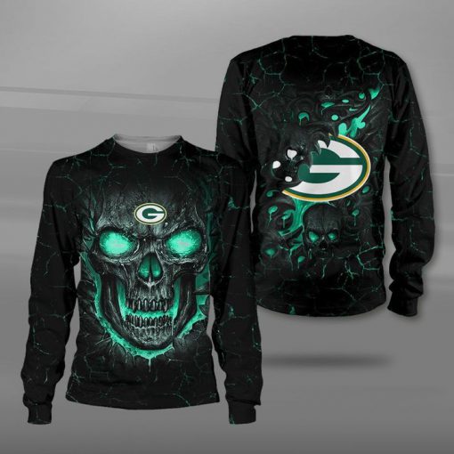 Green bay packers lava skull full printing sweatshirt