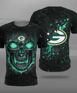 Green bay packers lava skull full printing tshirt