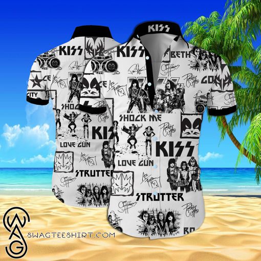 Kiss rock band all over printed hawaiian shirt