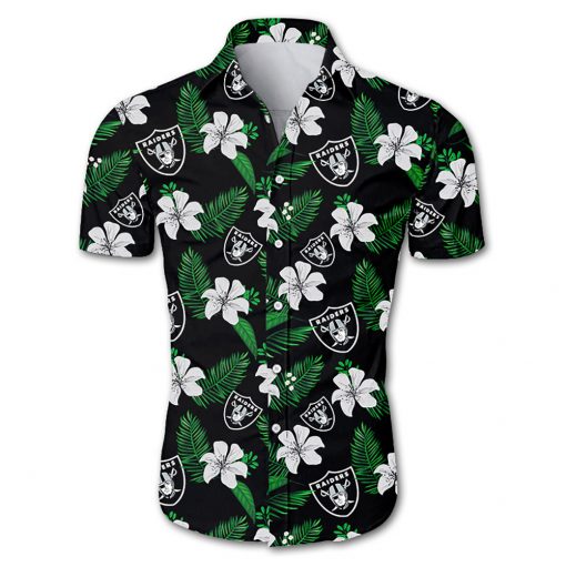 Las vegas raiders tropical flower hawaiian shirt 1