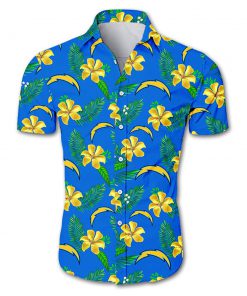 Los angeles chargers tropical flower hawaiian shirt 1