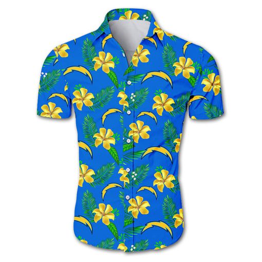 Los angeles chargers tropical flower hawaiian shirt 2