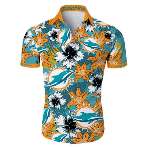 Miami dolphins tropical flower hawaiian shirt 1